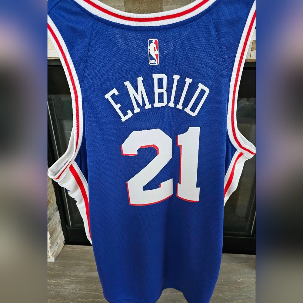 Philadelphia 76ers Joel Embiid #21 Nike Royal Swingman Jersey- Icon Edition XL